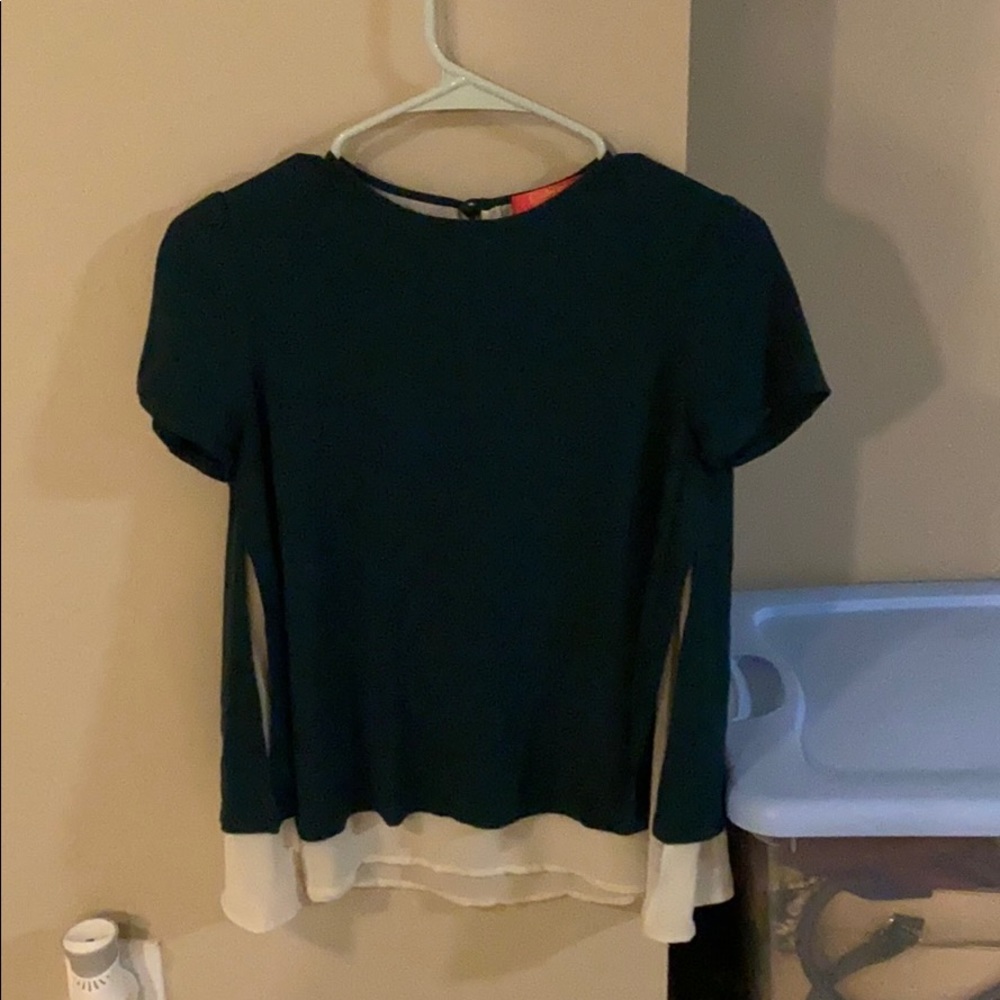 Green and White blouse